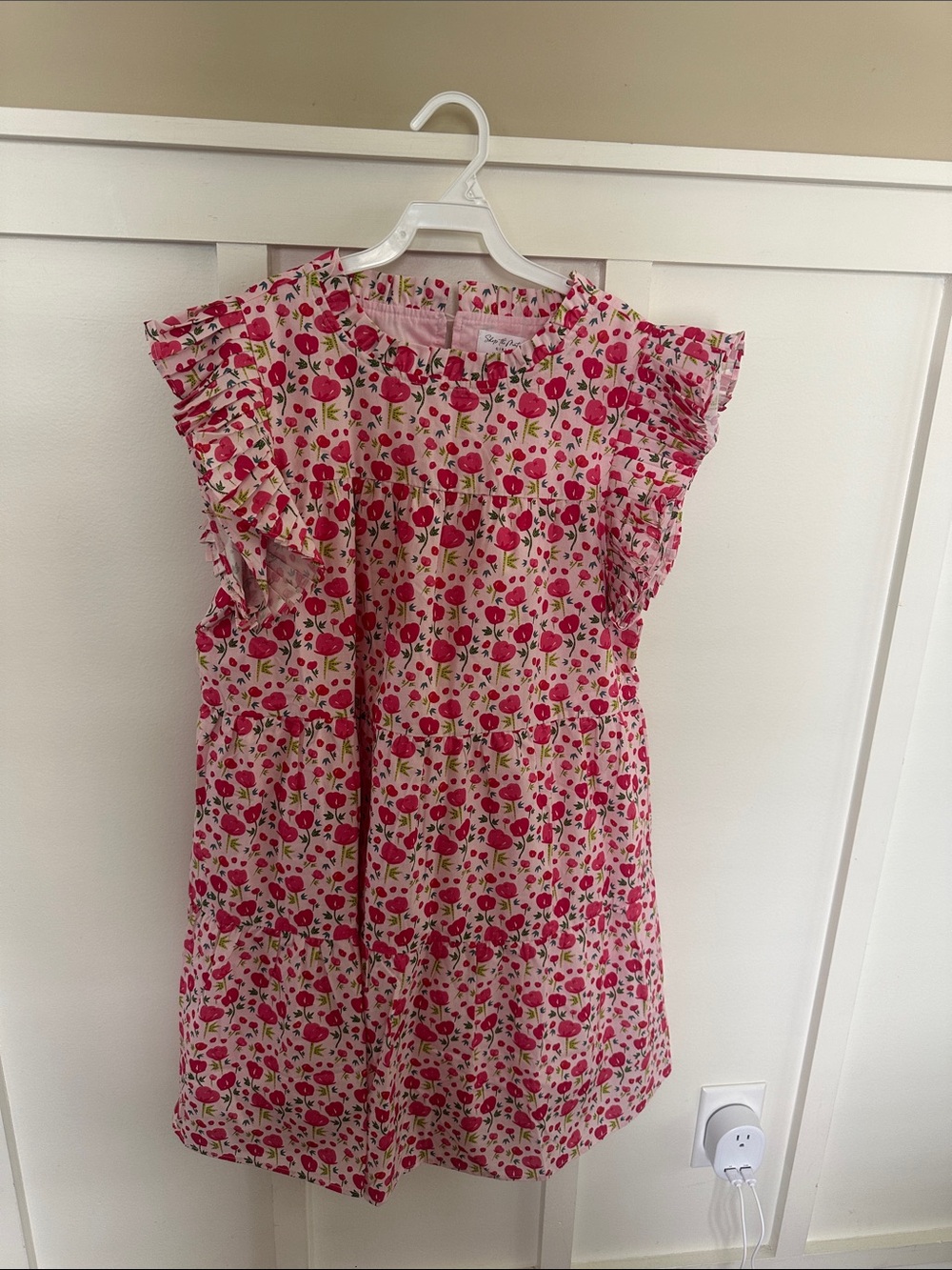 Shop the Mint Girls Pink Floral Ruffle-Sleeve Casual Dress